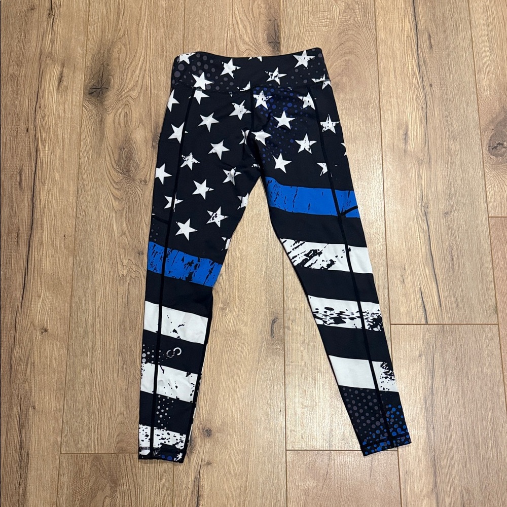 Thin Blue Line leggings. Small with pockets